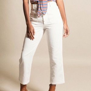 Samantha pleet white linen sailor chorus pants